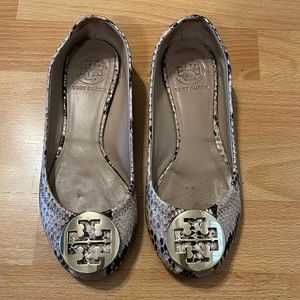 Tory Burch Snakeskin Print Ballet Flats